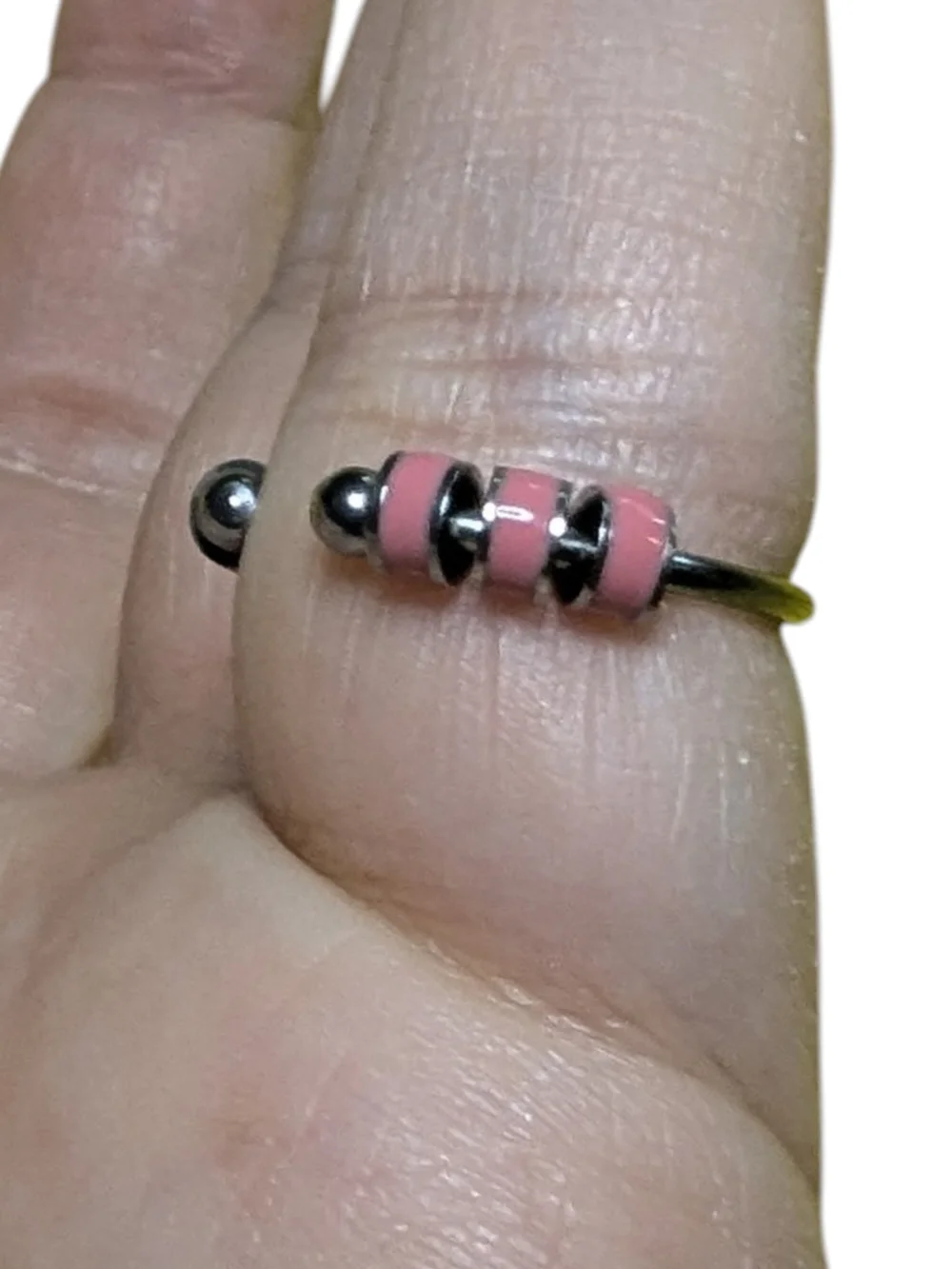 NEW Beaded Fidget Ring Sz 6.5 Pink Red  Unisex Jewelry A-041
